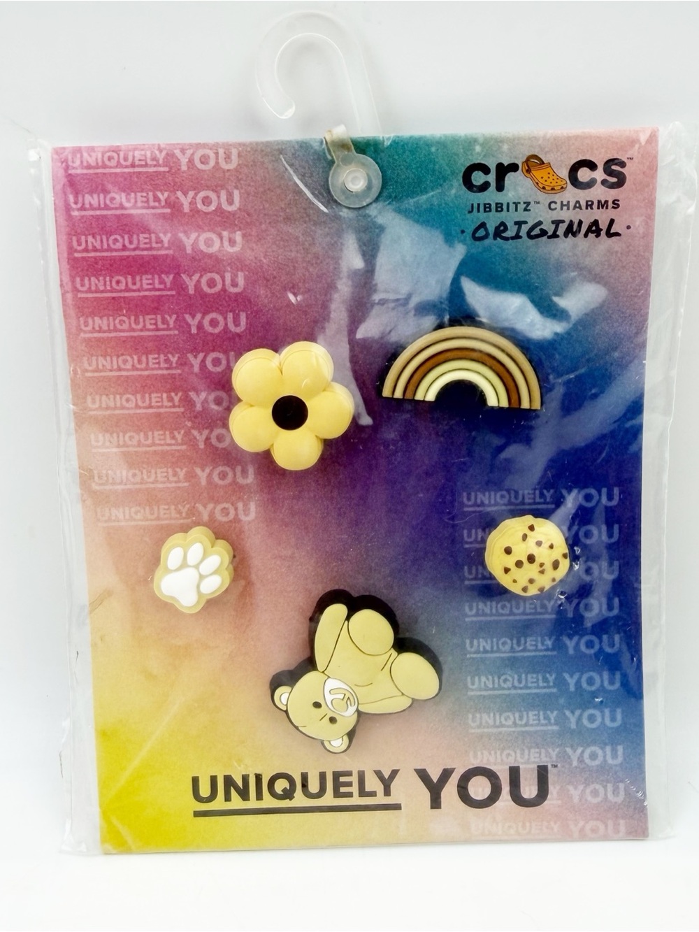 Crocs JIBBITZ™ Charms Mono Shitake 5 Pack Bear Cookie Flower Rainbow Tan New